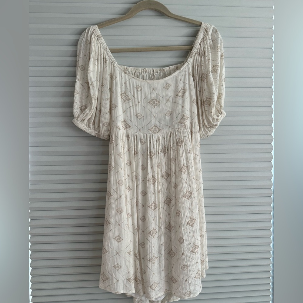 Cream Patterned babydoll dress